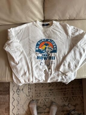 Polo by Ralph Lauren White Graphic 'Hawaii Surf Riders' Crewneck